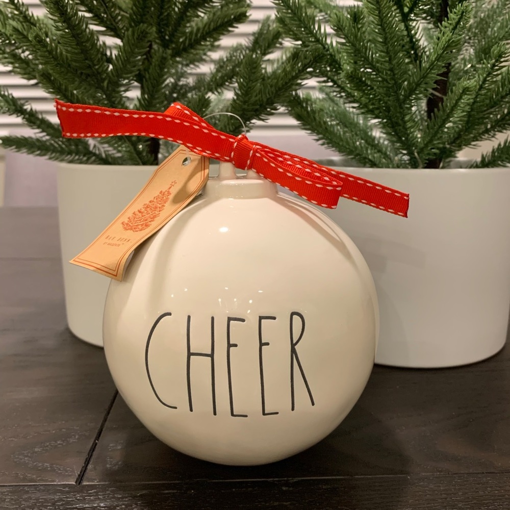 Rae Dunn Ceramic CHEER Ornament Christmas Decor